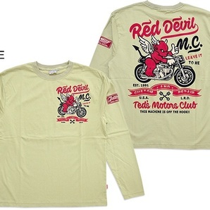 RED DEVIL M.C.長袖Tシャツ◆TEDMAN/テッドマン ベージュXXLサイズ（サイズ46）TDLS-331 バイク エフ商会 アメカジ 赤鬼 ロングTシャツの画像1