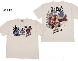 TEDMAN×GODZILLAコラボ半袖Tシャツ◆TEDMAN/テッドマン ホワイトＭサイズ（サイズ40）TDGZ-100 ゴジラ エフ商会 efu アメカジ