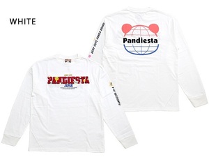 ワールドマップパンダロングTシャツ◆PANDIESTA JAPAN ホワイトXLサイズ 561356 パンディエスタジャパン 長袖Tシャツ ロンT 刺繍