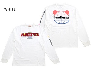 ワールドマップパンダロングTシャツ◆PANDIESTA JAPAN ホワイトXXLサイズ 561356 パンディエスタジャパン 長袖Tシャツ ロンT 刺繍