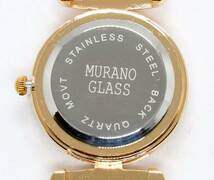 【送料無料】イタリア製　ベネチアンガラス　職人ハンドメイド　腕時計 ムラーノクリスタル　ミルフィオリ　ウォッチ (ゴールド ブルー)_画像3