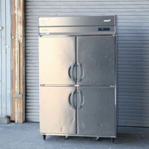 奈）縦型冷蔵庫 オール冷蔵 フクシマ URD-120RM6 幅1200×奥行800×高さ1950 100V 4ドア冷蔵庫 業務用冷蔵庫 中古