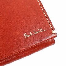 新品 ポールスミス メンズ 長財布 Paul Smith ブライトストライプ ポリッシュカーフグループ 赤茶 紳士 財布 ◆PSQ145-22_画像6