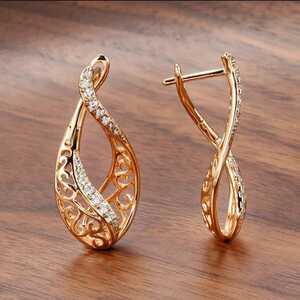 A58 great popularity! hoop earrings lady's k18 Gold simple 