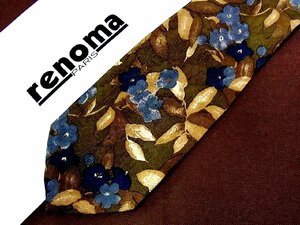 ♪26492C♪良品【花 植物 柄】レノマ【renoma】ネクタイ