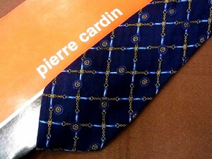 ♪26881C♪良品【花 チェーン 格子 柄】ピエールカルダン【pierre cardin】ネクタイ