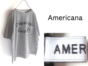 ネコポス対応 アメリカーナ Americana University プリント ボーダーカットソー ポケットTシャツ FREE ドゥーズィエムクラス取扱ブランド