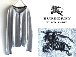 ネコポス対応 BURBERRY BLACK LABEL バーバリーブラックレーベル ホースロゴ刺繍 コットン天竺 カーディガン 2 杢グレー カットソー生地