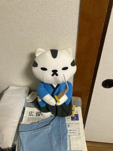 ぬいぐるみ　侍ネコ