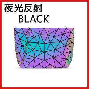 ショルダーバッグ 肩掛けバッグ ハンドバッグ 機何学模様 夜光 新品 ブラック