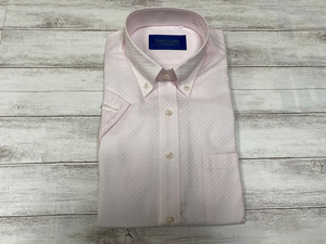 CARPENTARIA カーペンタリア 形態安定 半袖 ドレスシャツ ワイシャツ Sサイズ　ライトピンク系　EHBL18-15-E605-55