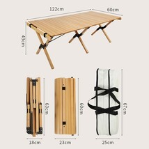 1円～ 売り切り TB-11 アウトドアテーブル ロールトップテーブル キャンプ ウッド ロールテーブル 組み立て 折り畳み バッグ付き 120×60cm_画像9