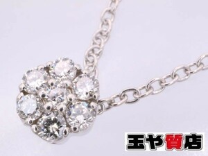  Ponte Vecchio necklace diamond 0.14ct flower K18WG white gold as good as new 