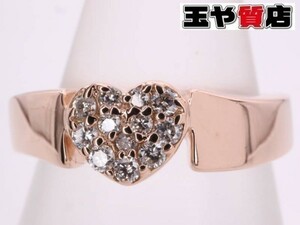  Ponte Vecchio beautiful goods Ponte Vecchio diamond 0.12ct Heart ring 7 number K18PG pink gold 