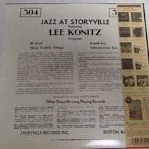 LEE KONITZ　 AT STORYVILLE 　/リー・コニッツ アット ストーリーヴィル　「10インチ復刻盤」_画像2
