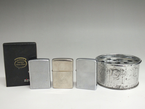 Zippo/ジッポー オイルライター 3点おまとめ シルバー 無地 灰皿付き
