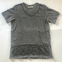 ヴィンテージ加工★GYPSY & SONS / Vネック 半袖カットソー M グレー★ジプシーアンドサンズ 半袖 Tシャツ トップス 薄墨色 ダメージ加工_画像2