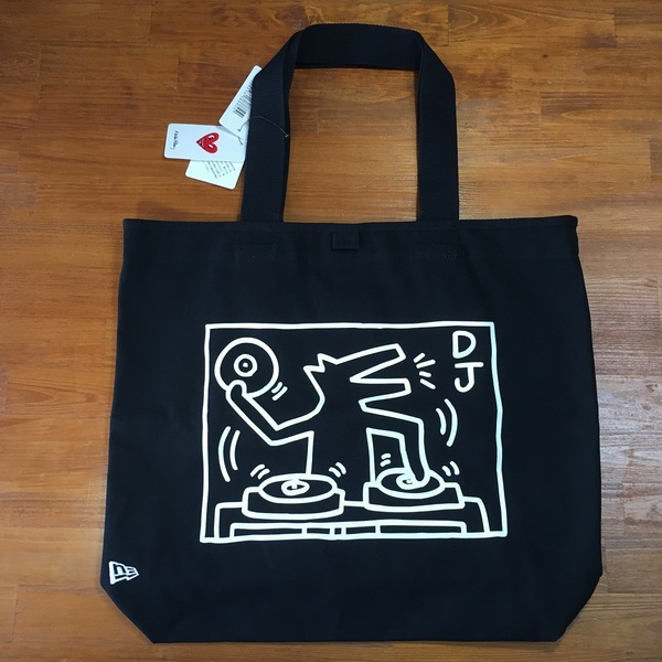 【送料無料／新品】Keith Haring キース・へリング DJ DOG ドッグ ブラック　黒　ニューエラ NEW ERA トートバッグ 手提げ鞄　レア　完売品