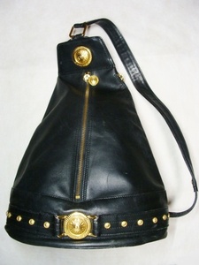 GIANNI VERSACE Gianni Versace * all leather leather sun god bachi belt one shoulder body bag bag 