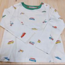 キャスキッドソン キャスキッズ 長袖 Tシャツ 9〜12ヶ月 ガレージステーション 70 Cath Kidston Cath Kids ベビー服 肩 スナップ 車 乗り物_画像1