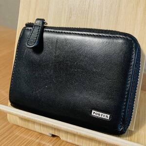 ★即決★ PORTER ポーター 牛革 カーフ レザー ブラック BK 黒 コインケース 小銭入れ ミニサイフ ミニ財布 コンパクトウォレット