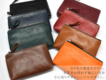 CALF カーフ 本革 レザーポーチ 【Mサイズ ブラウン brown】 日本製 通帳入れ 皮革 小物入れ 皮革 Leather こげ茶_画像4