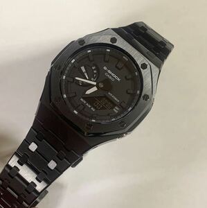 G-SHOCK Gショック ジーショック カシオ デジタル 腕時計　ga2100ske-7aer ステンレスフルメタルカスタムベゼル、ベルト　3世代　ブラック