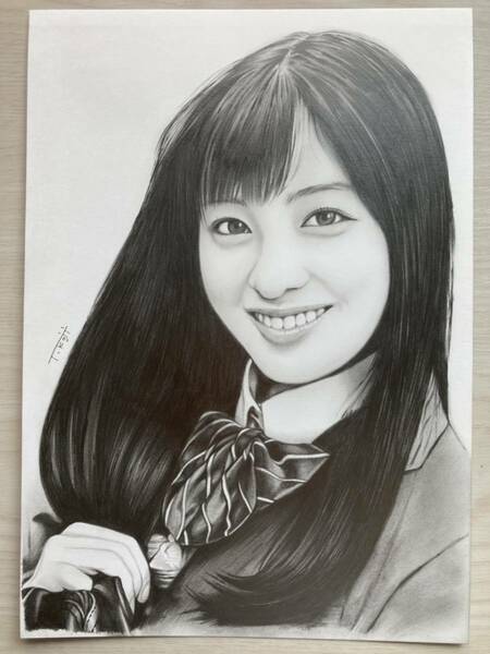 橋本環奈 No.3 手描きイラスト 鉛筆画 A4