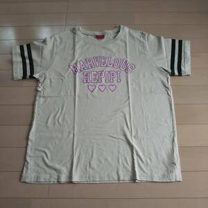 ★【repipi armario】レピピアルマリオ ガレッジロゴ ベージュ 半袖Ｔシャツ Ｌ １６０cm★