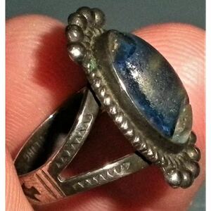 超希少!VTG NAVAJO 60’s BS ARROWHEAD STAMP SILVER RING USAナバホビンテージブルーストーンシルバーアローヘッドスタンプリング10.5号