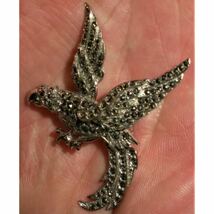 超希少!!VTG 1960’s EAGLE GARNET EYE MARCASITE STONES INLAID SILVER PIN ビンテージイーグルガーネットアイマーカサイトシルバーピン_画像6