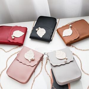 ショルダー バッグ スマホポーチ ブラウン 縦型 肩掛け 安く出品