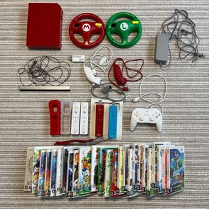 任天堂Wii 本体赤 ソフト25本セット 4人コントローラー
