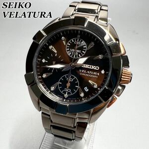 【定価11万円】SEIKO/セイコー Velatura ダイヤモンド クォーツ ブラウン メンズ腕時計