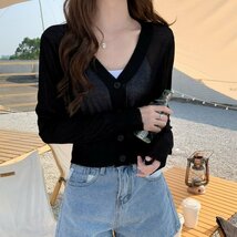 カーディガン UVカット 韓国ファッション 薄手 春夏 レディース トップス アウター 冷房対策 紫外線対応 ホワイト_画像6