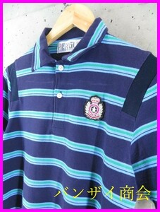 [ postage 300 jpy possible ]014c58* superior article. * made in Japan *MUNSINGWEAR Munsingwear short sleeves border polo-shirt S/ Golf shirt / jacket / men's / man / gentleman 