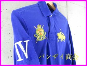 009c11◆良品です◆ビッグポニー◆Ralph Lauren ラルフローレン 長袖ポロシャツ XS/ブルー/トラッド/アメカジ/ジャケット/ゴルフ/メンズ