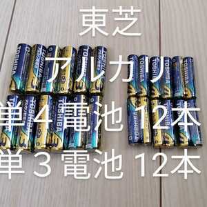 東芝 TOSHIBA アルカリ乾電池 アルカリ単３電池 単４電池 24個