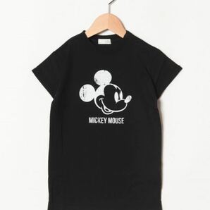 b・ROOM(ビールーム)ミッキーマウスデザインかすれプリントワンピース 100cm 半袖Tシャツ ロゴTシャツ mickey