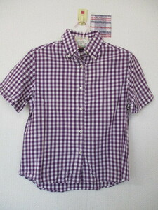 * OLIVE des OLIVE short sleeves button down shirt purple / silver chewing gum check 