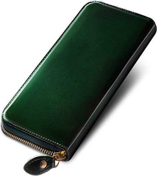一流 の 財布 職人 が 作る 長財布 / ジャパンレザー 財布 長財布 本革 アンティークガラスレザー ラウンドファスナー メンズ色:グリーン