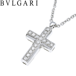 美品 BVLGARI ブルガリ K18WG/750 ラテンクロス ダイヤモンド ネックレス ペンダント ホワイトゴールド