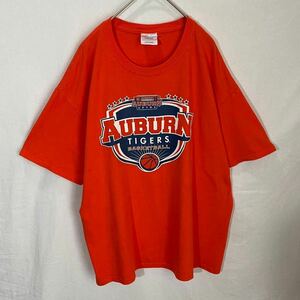 90's ヘインズ　カレッジプリントTシャツ　古着　XLサイズ　オレンジ　オーバーン・タイガース　バスケットボール