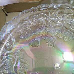 【未使用保管】レインボー リカルド RICCARDO ガラス 大皿 飾り皿 薔薇 日本製 送料無料の画像3