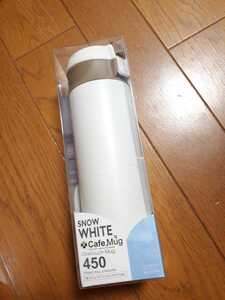 ◆送料無料◆保冷保温 水筒 450ml 直飲み 片手でワンタッチオープン ステンレス マグ スノーホワイト カフェマグ H-7568