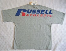 ラッセル　RUSSEL　PRO Cotton　カジュアル用スウェットTシャツ　グレー系　サイズ XL　ドロップショルダー　胸/袖ロゴ刺繍　背面プリント_画像2