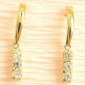 [ new goods ]18 gold /k18/ yellow gold / Cubic / half hoop earrings 