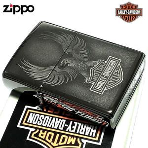 ZIPPO ハーレー ダビッドソン ジッポ ライター かっこいい イーグル ロゴデザイン レーザー彫刻 鏡面 ブラック プレゼント ギフト