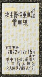 名鉄株主優待乗車券〜2枚(～2022.12.15有効)