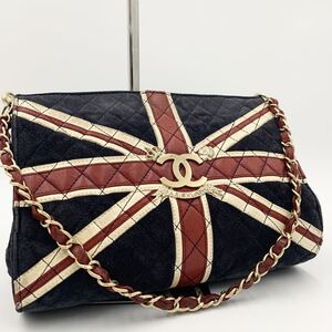 1円 超希少 CHANEL シャネル ユニオンジャック ショルダーバッグ チェーンショルダー ココマーク レザー スエード シール付き ヴィンテージ